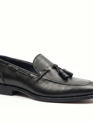 D'S Damat Men's Genuine Leather Perforated Tassel Loafers