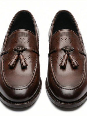 D'S Damat Men's Genuine Leather Perforated Tassel Loafers - 5HF090928049D