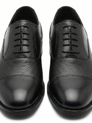 D'S Damat Men's Dual Texture Leather Cap Toe Oxford Dress Shoes