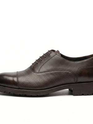 D'S Damat Men's Dual Texture Leather Cap Toe Oxford Dress Shoes