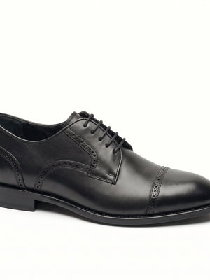 D'S Damat Men's Genuine Leather Quarter Brogue Cap Toe Derby Shoes