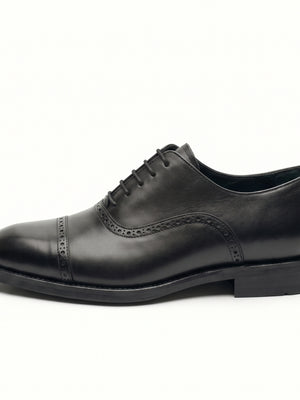D'S Damat Men's Leather Quarter Brogue Cap Toe Oxford Dress Shoes