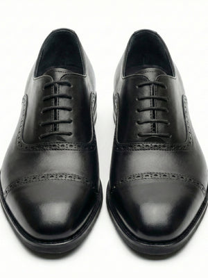 D'S Damat Men's Leather Quarter Brogue Cap Toe Oxford Dress Shoes