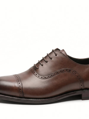 D'S Damat Men's Leather Quarter Brogue Cap Toe Oxford Dress Shoes
