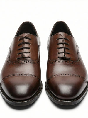 D'S Damat Men's Leather Quarter Brogue Cap Toe Oxford Dress Shoes