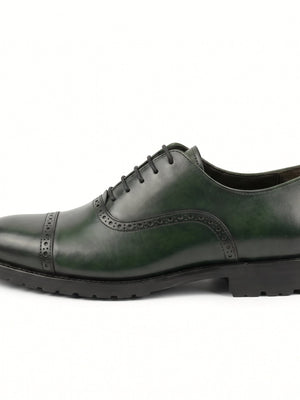 D'S Damat Men's Leather Quarter Brogue Cap Toe Oxford Dress Shoes