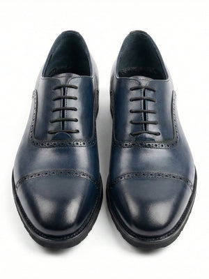 D'S Damat Men's Leather Quarter Brogue Cap Toe Oxford Dress Shoes