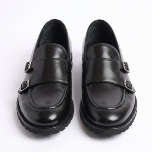 D'S Damat Men's Genuine Leather Double Monk Strap Loafers with Lug Sole