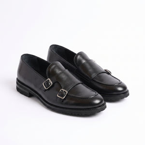 D'S Damat Men's Genuine Leather Double Monk Strap Loafers with Lug Sole