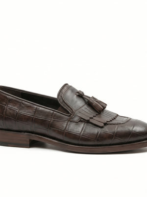 D'S Damat Men's Croc Embossed Kiltie Tassel Loafers