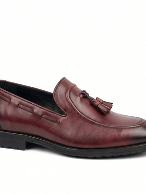 D'S Damat Men's Genuine Leather Tassel Loafers Slip-On Dress Shoes