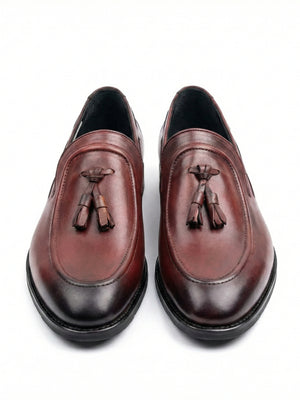 D'S Damat Men's Genuine Leather Tassel Loafers Slip-On Dress Shoes