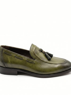 D'S Damat Men's Genuine Leather Tassel Loafers Slip-On Dress Shoes