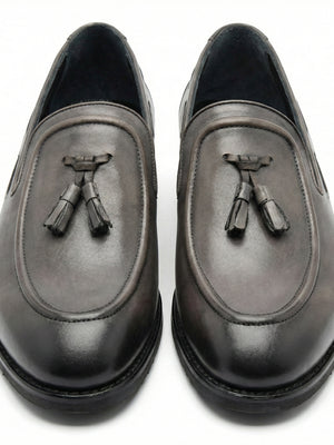 D'S Damat Men's Genuine Leather Tassel Loafers Slip-On Dress Shoes