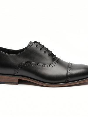 D'S Damat Men's Genuine Leather Semi Brogue Cap Toe Oxford Shoes