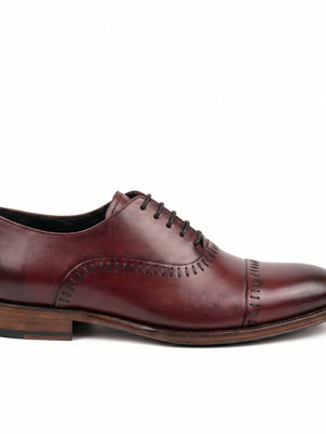 D'S Damat Men's Genuine Leather Semi Brogue Cap Toe Oxford Shoes