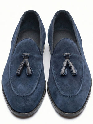 D'S Damat Men's Genuine Suede Tassel Loafers Slip-On Dress Shoes