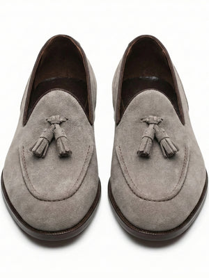 D'S Damat Men's Genuine Suede Tassel Loafers Slip-On Dress Shoes