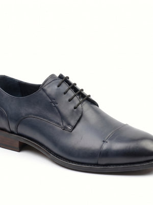D'S Damat Men's Genuine Leather Cap Toe Derby Dress Shoes