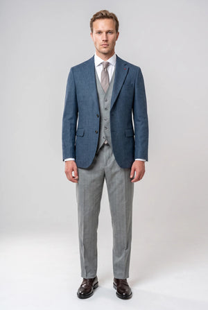 D'S Damat Men's Slim Fit 3-Piece Wool Blend Formal Suit