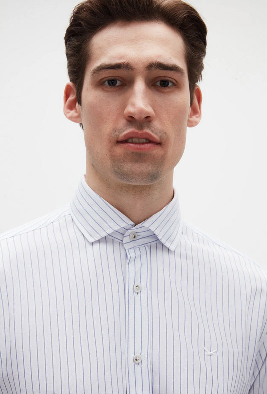 Ds Damat Comfort White Striped Shirt