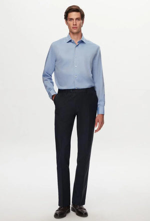 Ds Damat Regular Fit Blue Dobby Shirt-D'S DAMAT ONLINE