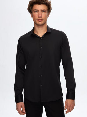 Twn Slim Fit Plain Travel Shirt-D'S DAMAT ONLINE