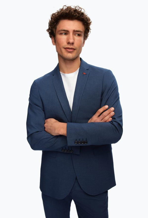 Twn Slim Fit Navy Blue Crow's Foot Suit-D'S DAMAT ONLINE