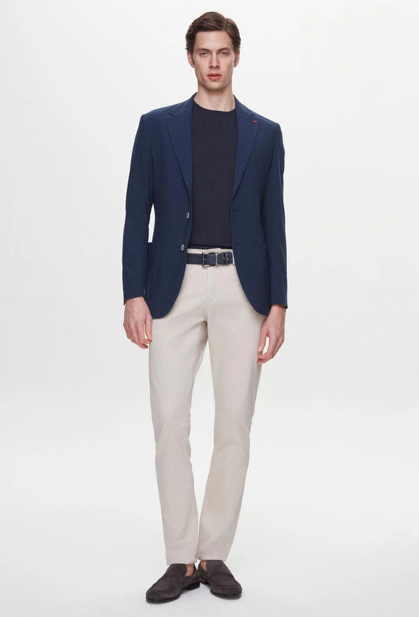 Ds Damat Slim Fit Navy Blue Dobby Fabric Jacket-D'S DAMAT ONLINE