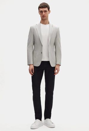 Ds Damat Slim Fit Gray Plain Linen Blend Fabric Jacket