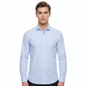 TWN Men's Slim Fit Striped Cotton Blend Formal Shirt