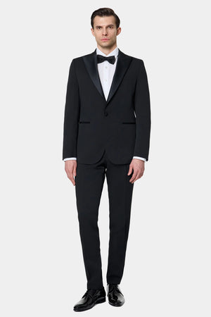 TWN Slim Fit Crepe Pattern Tuxedo Suit Premium Formal Ceremony Men's Suit - 6ESS5E306509M