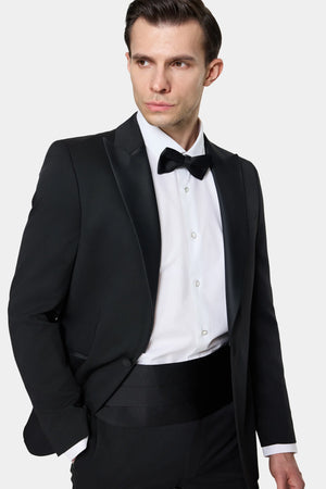 TWN Slim Fit Crepe Pattern Tuxedo Suit Premium Formal Ceremony Men's Suit - 6ESS5E306509M