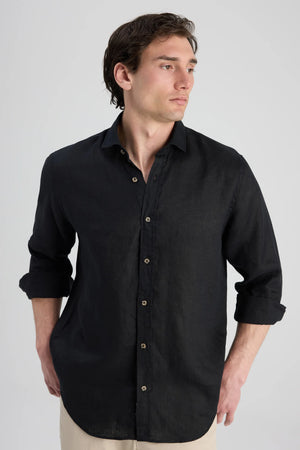 D'S Damat Comfort Fit 100% Linen Shirt Lightweight Casual Men's Shirt