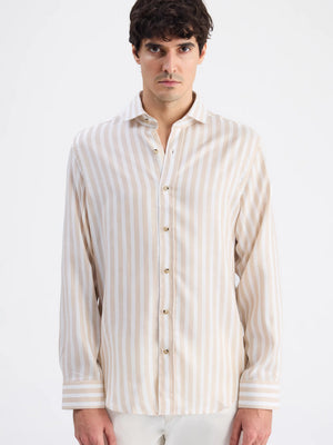 D'S Damat Comfort Fit 100% Tencel™ Striped Shirt Casual Men's Shirt