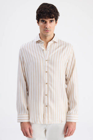 D'S Damat Comfort Fit 100% Tencel™ Striped Shirt Casual Men's Shirt