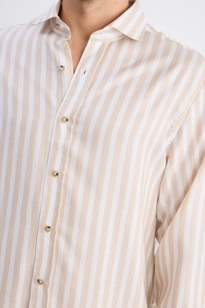 D'S Damat Comfort Fit 100% Tencel™ Striped Shirt Casual Men's Shirt