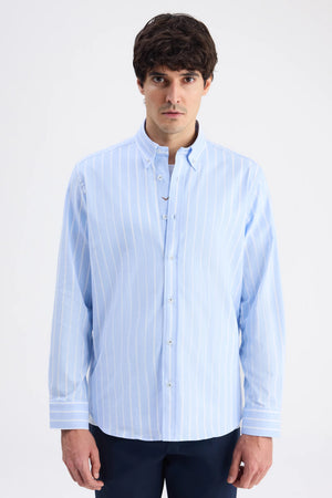 D'S Damat Comfort Fit 100% Cotton Striped Shirt Casual Men's Shirt