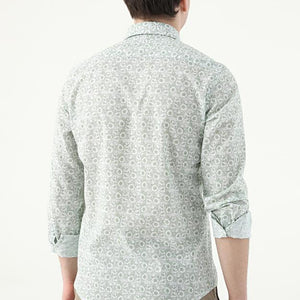Ds Damat Slim Fit Green Printed 100% Cotton Shirt-D'S DAMAT ONLINE