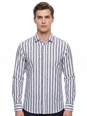 D'S Damat Men's Regular Fit Cotton Linen Casual Shirt