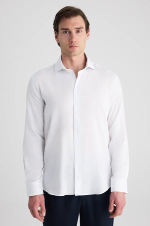 D'S Damat Slim Fit Linen Lyocell Cotton Blend Striped Shirt Formal Men's Shirt