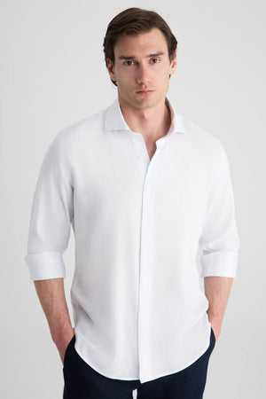 D'S Damat Slim Fit Linen Lyocell Cotton Blend Striped Shirt Formal Men's Shirt