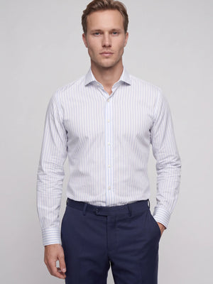 D'S Damat Slim Fit 100% Cotton Striped Shirt Formal Men's Dress Shirt