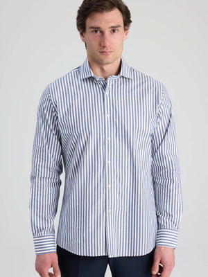 D'S Damat Slim Fit 100% Cotton Striped Shirt Formal Men's Dress Shirt