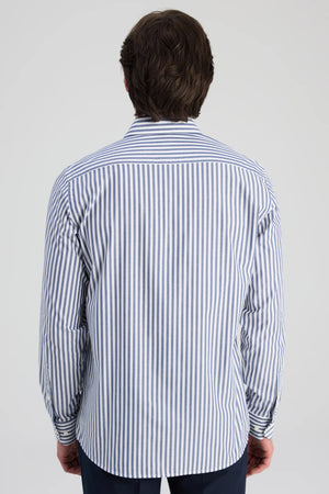 D'S Damat Slim Fit 100% Cotton Striped Shirt Formal Men's Dress Shirt
