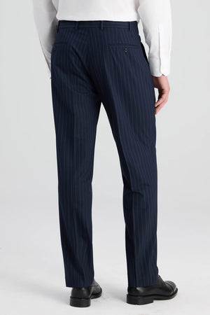 D'S Damat Comfort Fit Wool Blend Striped Suit Premium Stretch Formal Men's Suit - 6HF05KV06604M