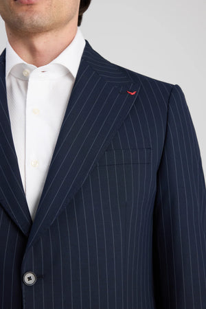 D'S Damat Comfort Fit Wool Blend Striped Suit Premium Stretch Formal Men's Suit - 6HF05KV06604M