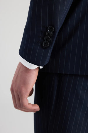 D'S Damat Comfort Fit Wool Blend Striped Suit Premium Stretch Formal Men's Suit - 6HF05KV06604M