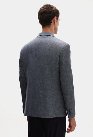 Ds Damat Slim Fit Navy Blue Plain Linen Blend Fabric Jacket