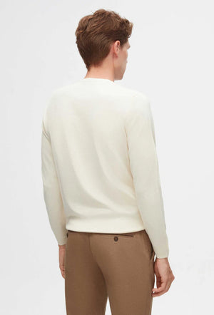 Ds Damat Regular Fit Off White Plain Knitted Wool Knitwear Sweater